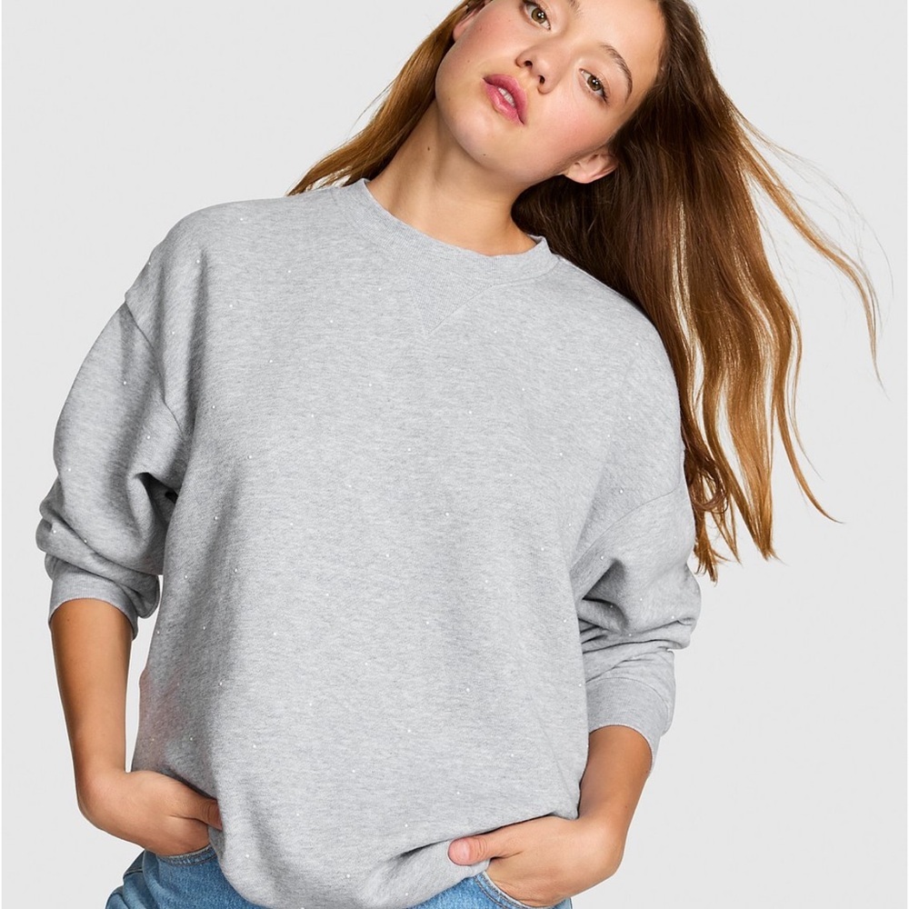 PINK Victoria's Secret Heather Gray Speckled Crewneck Sweatshirt